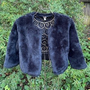 Lauren Conrad EUC Black Faux Fur Cropped jacket L